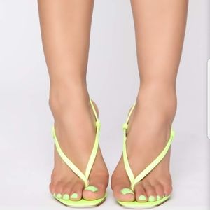 Sexy Neon Yellow Stiletto Sandals Heels EUC Size 9